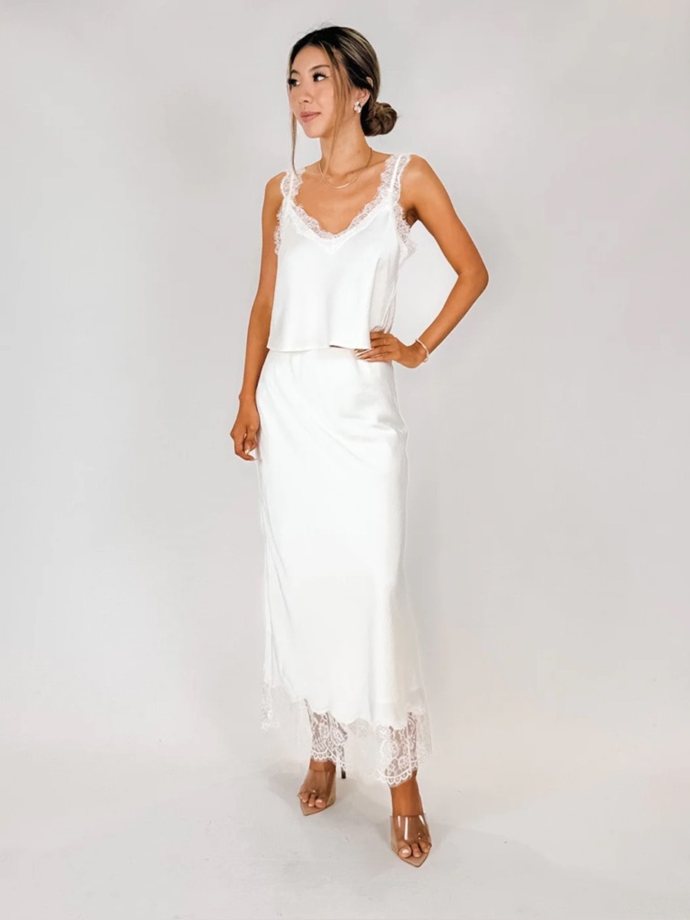 Uma Lace Satin Cami - Cloud